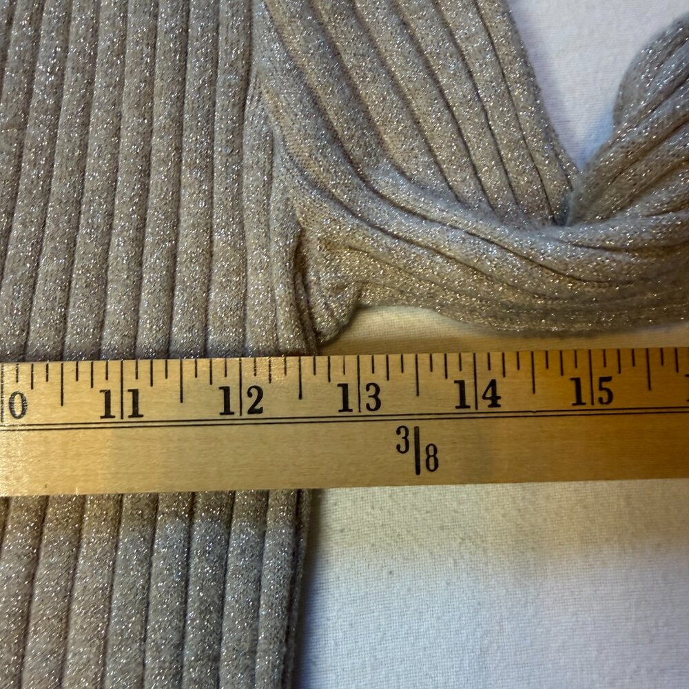 A New Day Shimmer Beige Fitted Ribbed V-Neck Button Down Cardigan XS - Picture 7 of 7